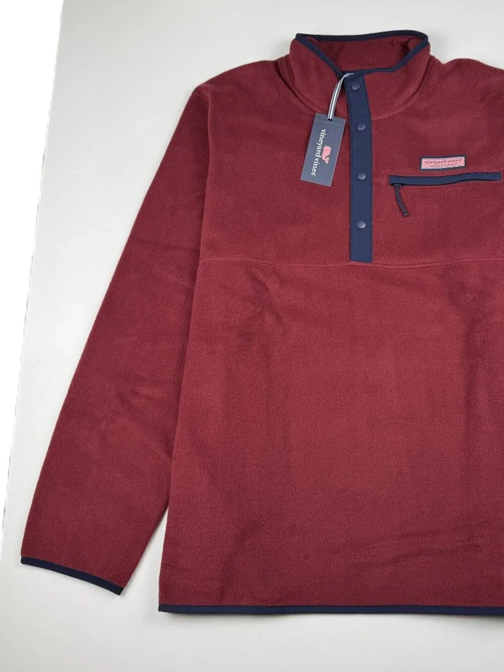Vineyard Vines Men's XL Harbor Fleece Quarter Snap Pullover Crimson NWT